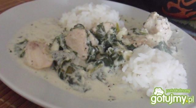 Kurczak duszony ze szpinakiem
