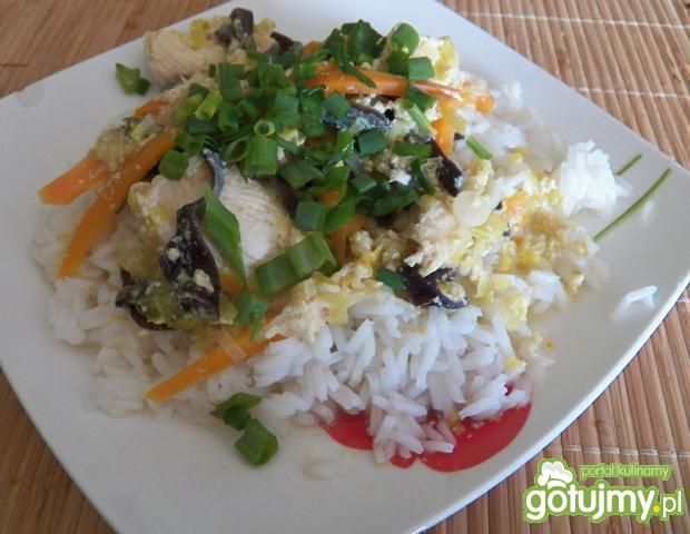 Kurczak i jajko na ryżu