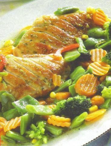 Kurczak na parze z warzywami