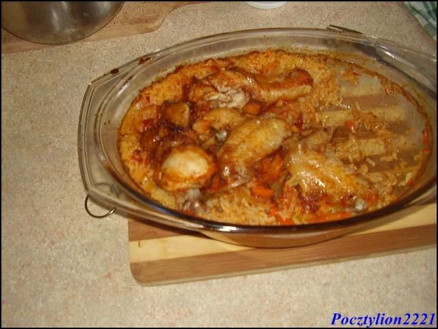 Kurczak na ryżowym dywanie:)