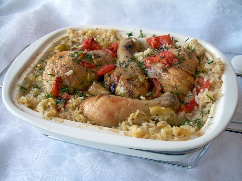 Kurczak pieczony na ryżu