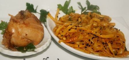 Kurczak w kokosowym teriyaki z bambusem  Kurczak w kokosowym teriyaki z bambusem