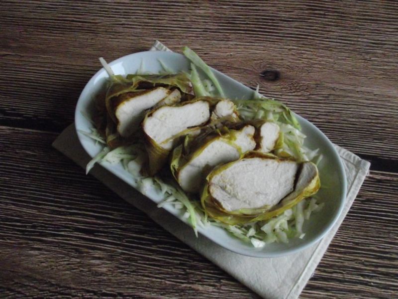 Kurczak w porze na białym winie