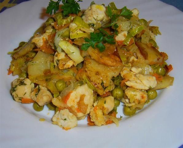 Kurczak w smacznych warzywach