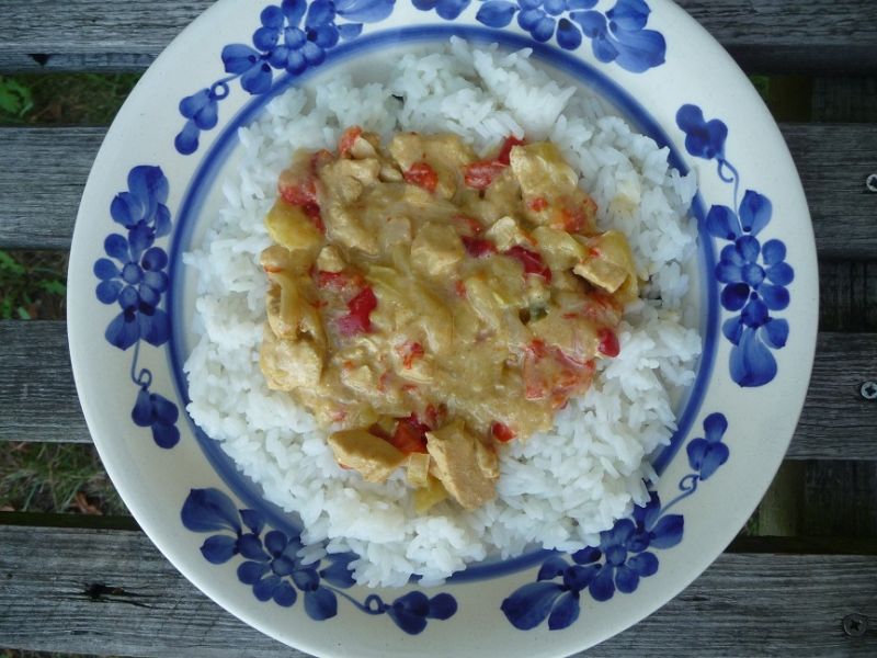 Kurczak w sosie paprykowym z curry i mleczkiem