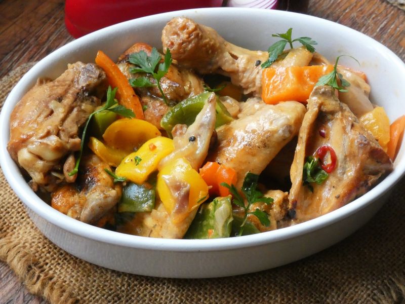 Kurczak w sosie pomidorowo-paprykowym  Kurczak w sosie pomidorowo-paprykowym