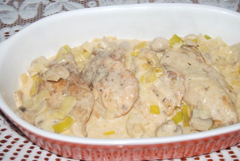 Kurczak w sosie porowym