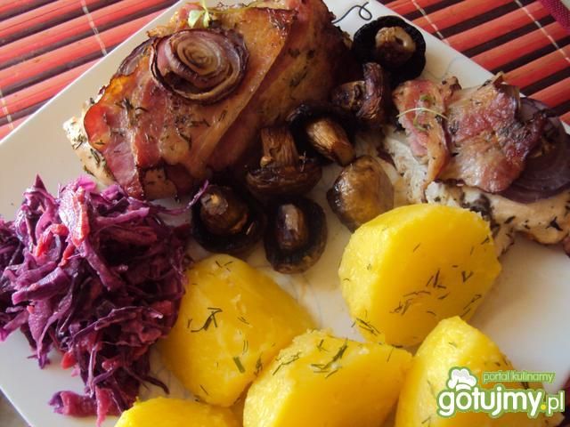 Kurczak z pieczarkami i boczkiem Kurczak z pieczarkami i boczkiem