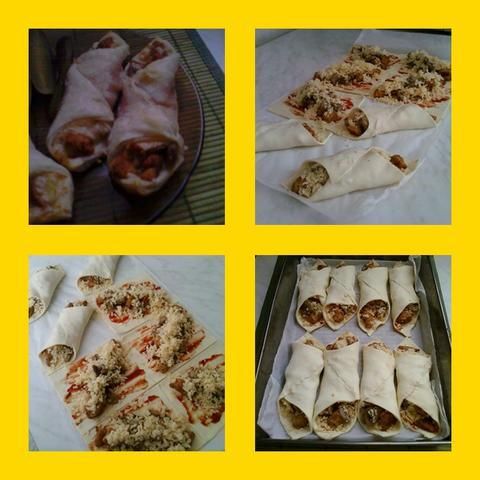 Kurczak z serem w cieście francuskim  Kurczak z serem w cieście francuskim