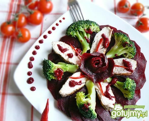 Kurczak z sosem malinowym i Carpaccio Kurczak z sosem malinowym i Carpaccio