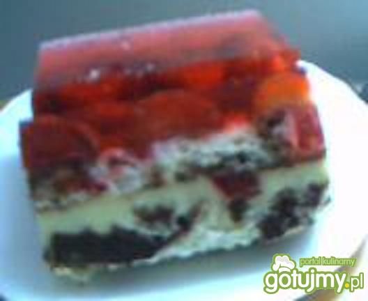 Łaciate ciasto z truskawkami i galaretką Łaciate ciasto z truskawkami i galaretką