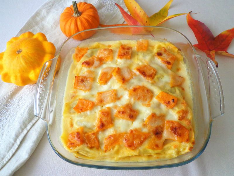 Lasagne z dynią i pieczarkami