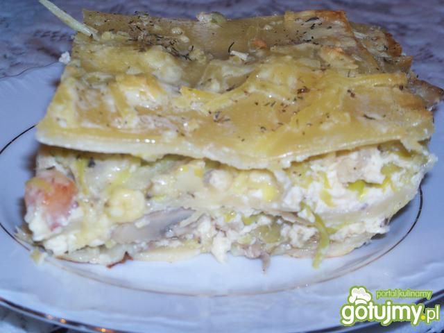 Lasagne z pieczarkami i porem  Lasagne z pieczarkami i porem