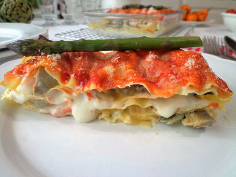 Lasagne ze szparagami i karczochami 