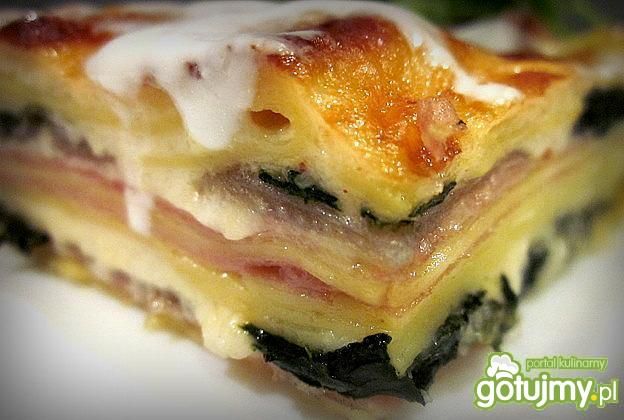 Lasagne ze szpinakiem i szynką