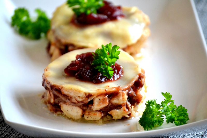 Lazanetki  z kurczakiem i żurawiną 