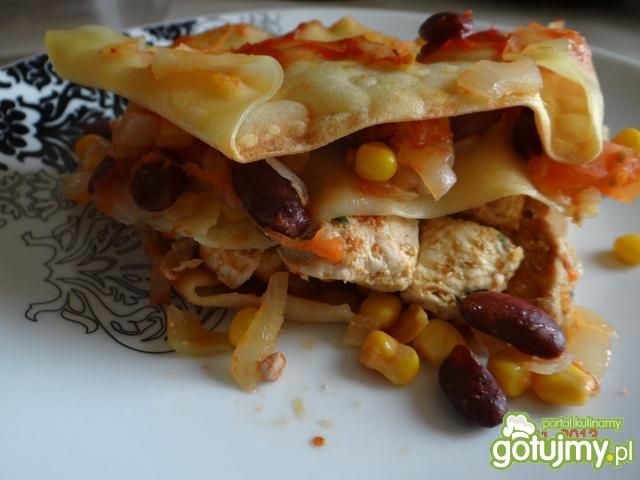 Lazania meksykańska z kurczakiem Lazania meksykańska z kurczakiem