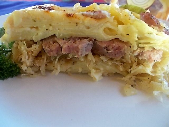 Łazanki z kapustą - zapiekanka 