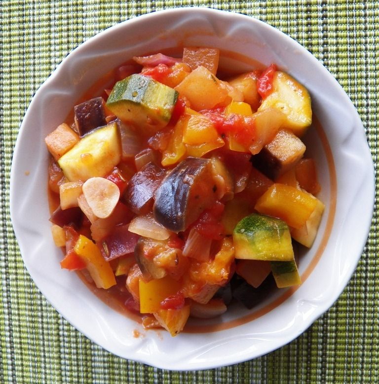 Leczo z dynią, pomidorami i bakłażanem