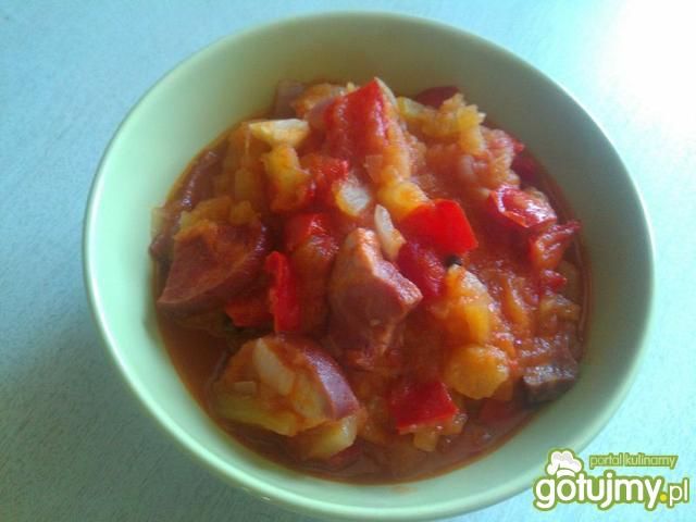 Leczo z krakowską i kabaczkiem Leczo z krakowską i kabaczkiem