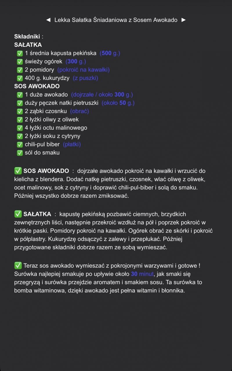 Lekka sałatka śniadaniowa z sosem awokado