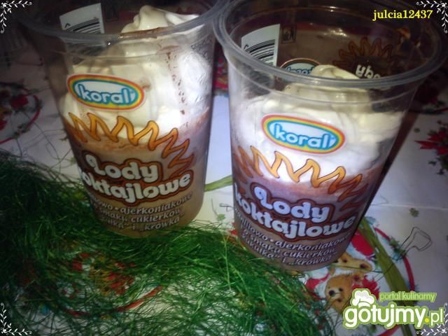 Lody mleczno-czekoladowe z bitą śmietaną Lody mleczno-czekoladowe z bitą śmietaną