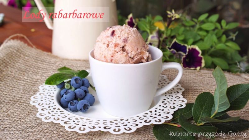 Lody rabarbarowe z borówką amerykańską  Lody rabarbarowe z borówką amerykańską