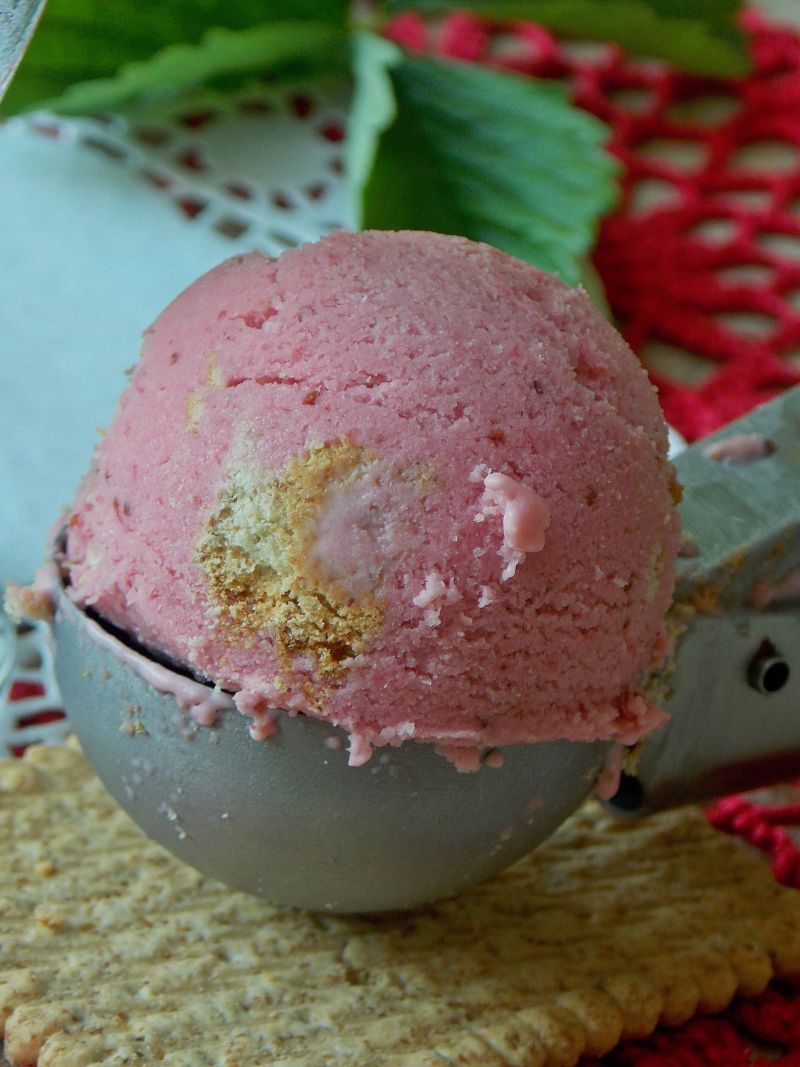 Lody truskawkowe z herbatnikami