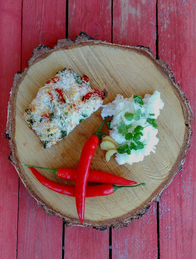 Łosoś pod kokosową kruszonką Łosoś pod kokosową kruszonką