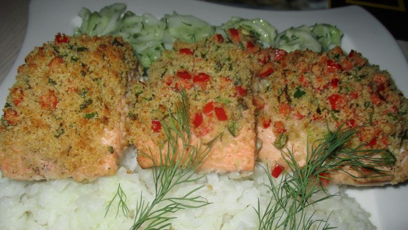 Łosoś w paprykowej panierce