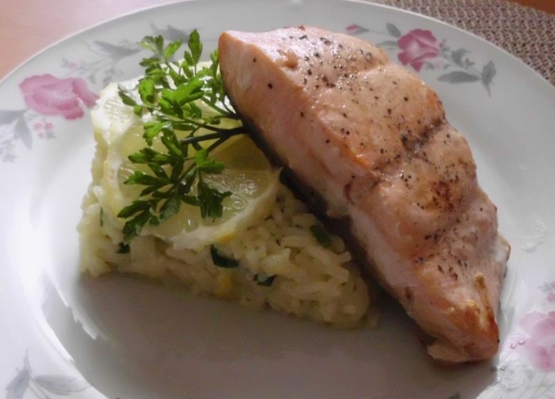 Łosoś z cytrynowym risotto