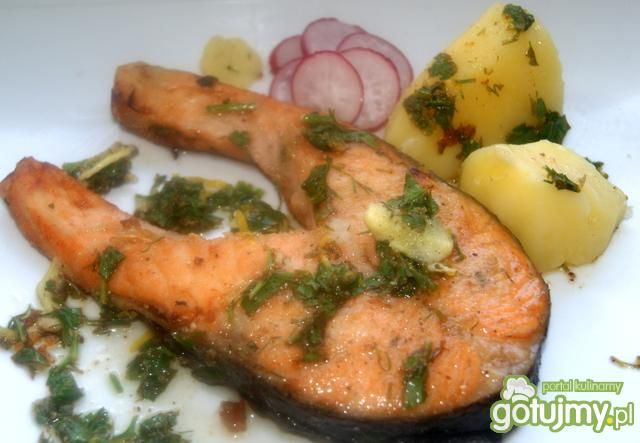 Łosoś z imbirem i pietruszką   Łosoś z imbirem i pietruszką