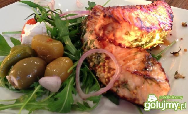 Łosoś z musztardą i koperkiem. Łosoś z musztardą i koperkiem.