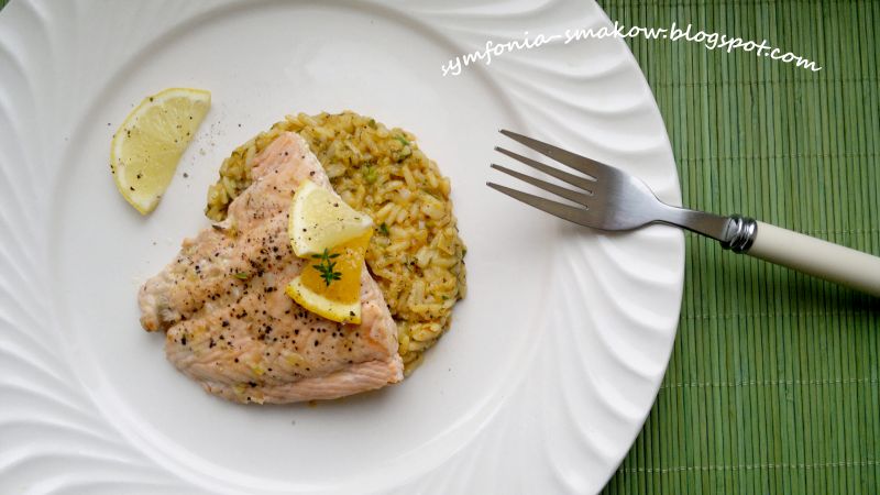 Łosoś z pomarańczowym risotto  Łosoś z pomarańczowym risotto