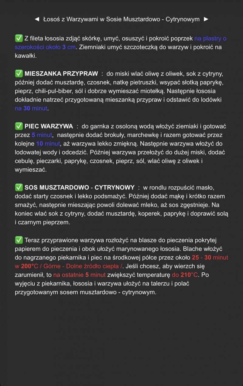 Łosoś z warzywami w sosie musztardowo - cytrynowym