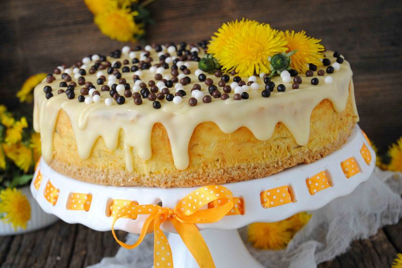 Majowy sernik z mniszkiem lekarskim 