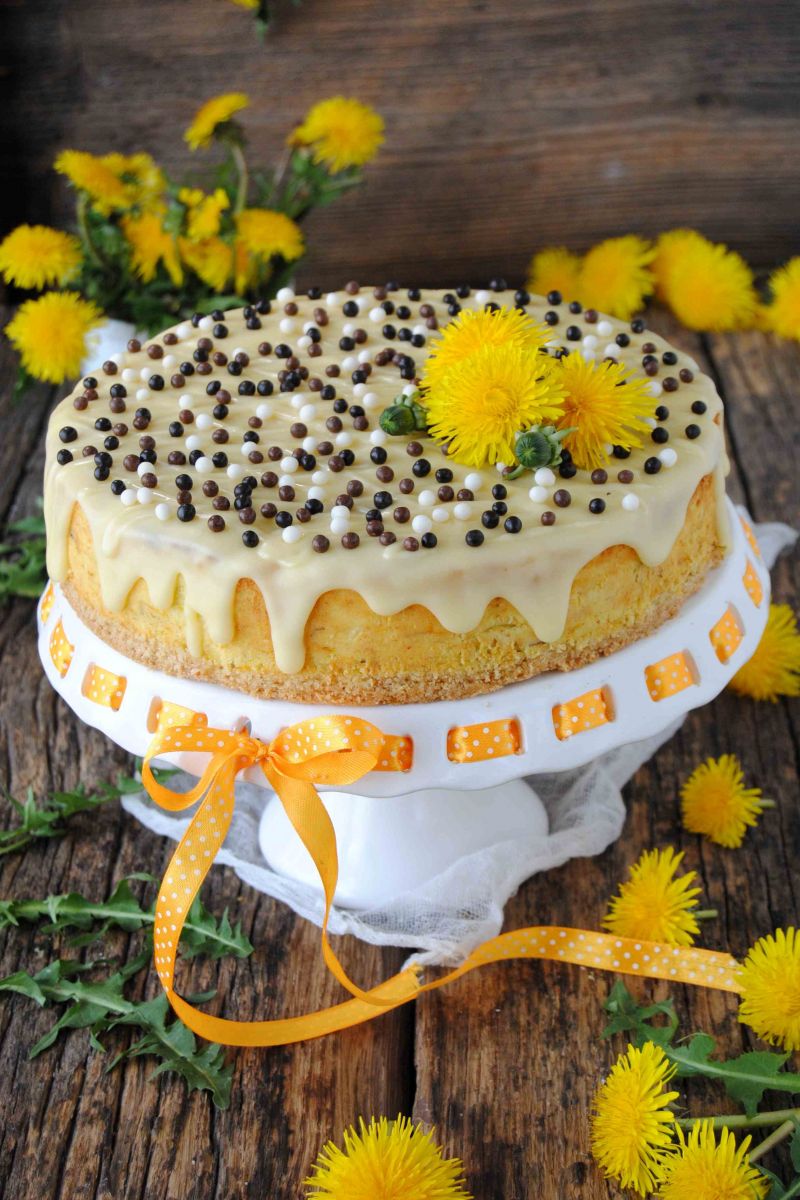 Majowy sernik z mniszkiem lekarskim 