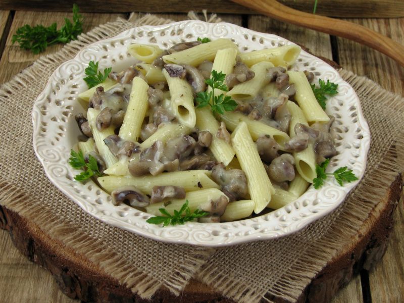 Makaron penne z sosem grzybowym Makaron penne z sosem grzybowym