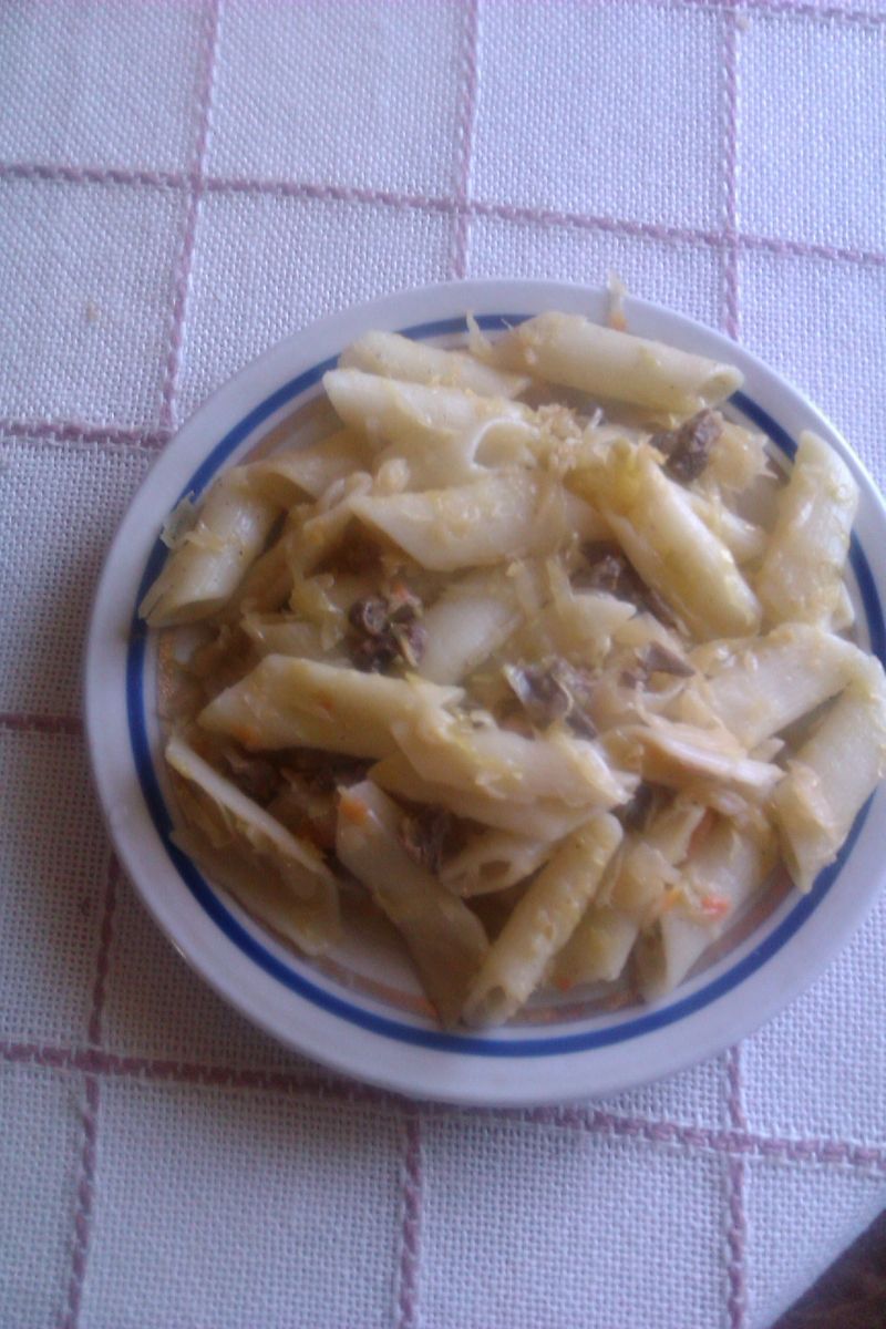 Makaron rurki z kapustą i grzybami Makaron rurki z kapustą i grzybami