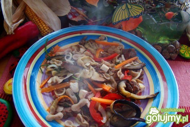 Makaron z bakłażanem mięsem i chili