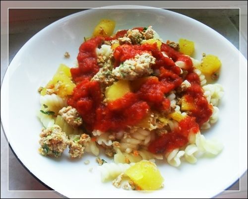 Makaron z dynią w sosie pomidorowym