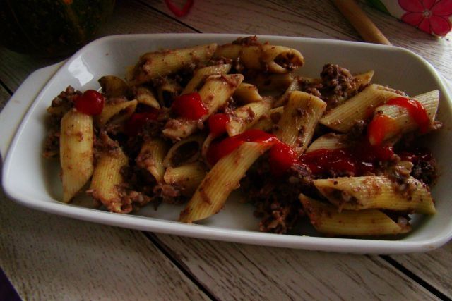 Makaron z kaszanką  Makaron z kaszanką