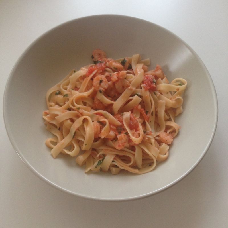 Makaron z krewetkami