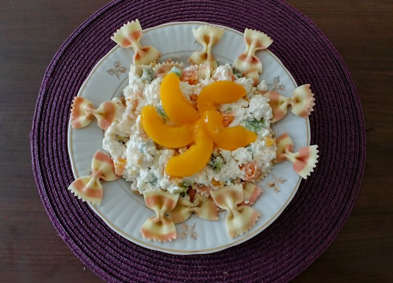 Makaron z owocowym twarożkiem