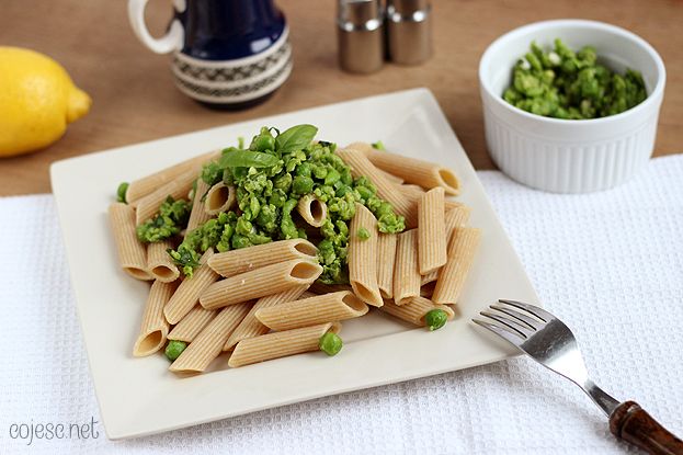 Makaron z pesto z zielonego groszku Makaron z pesto z zielonego groszku