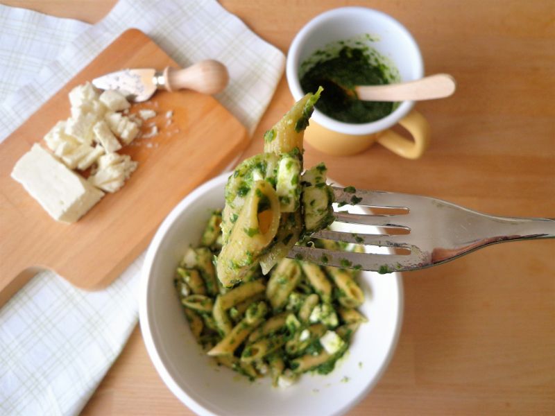 Makaron z pesto ze szpinaku Makaron z pesto ze szpinaku