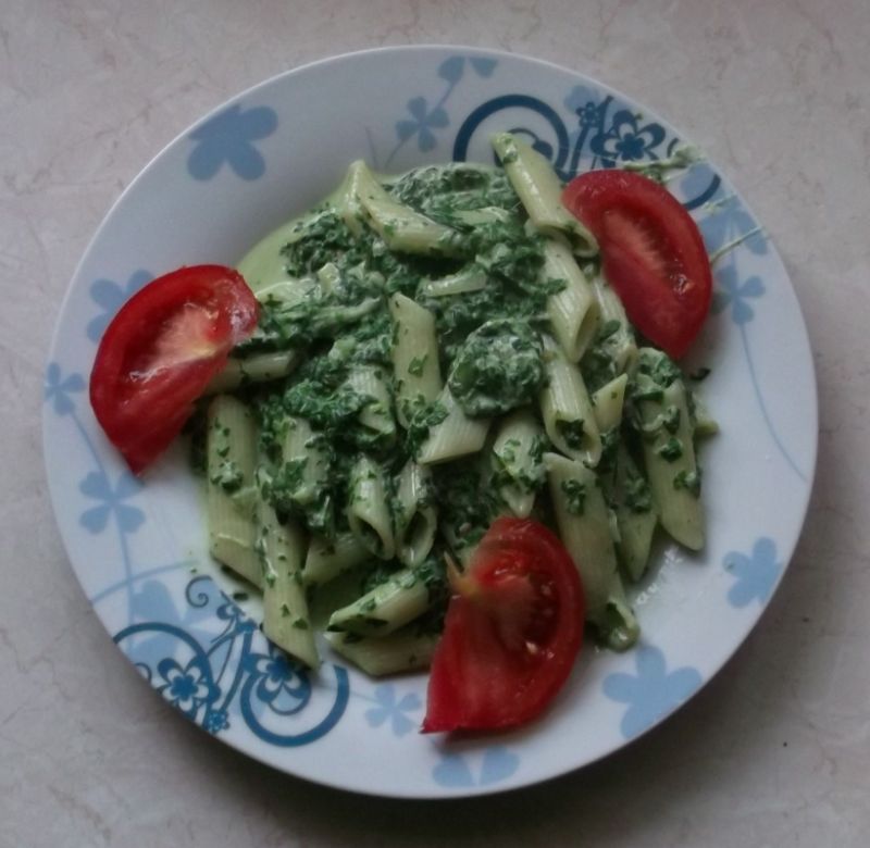 Makaron ze szpinakiem 