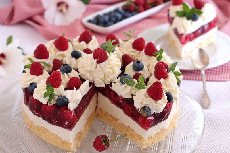 Malinowo budyniowy torcik Malinowo budyniowy torcik