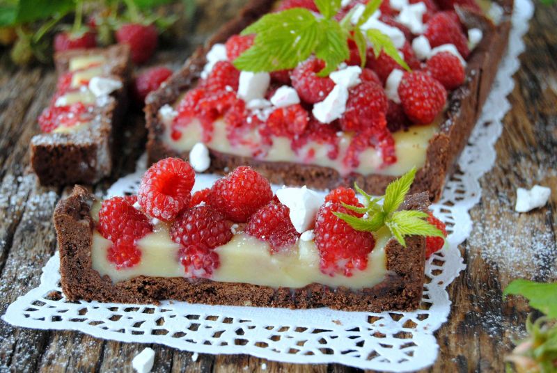 Malinowo- czekoladowa tarta  Malinowo- czekoladowa tarta