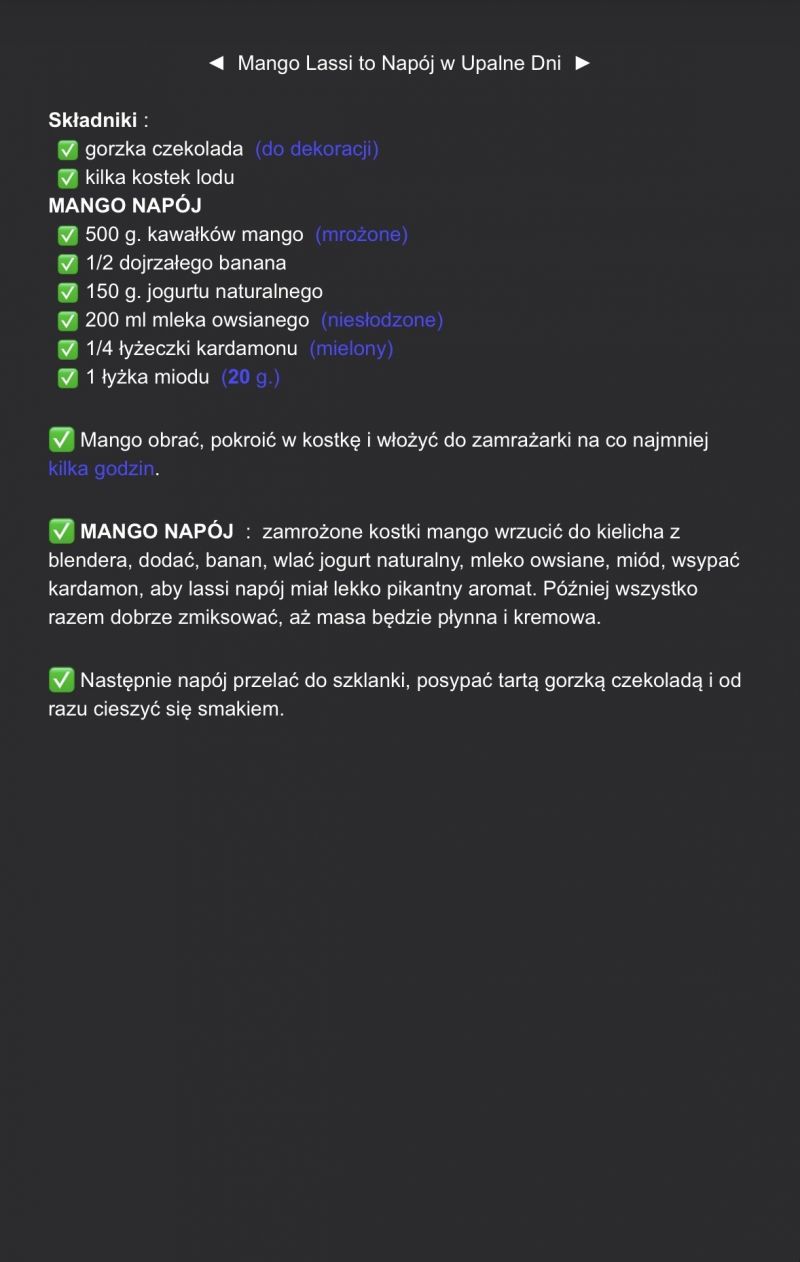 Mango lassi to napój w upalne dni